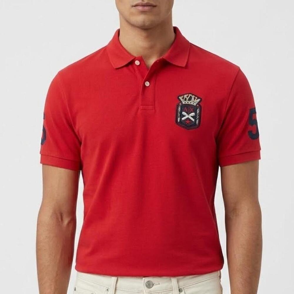 Red tommy hilfiger polo shirt